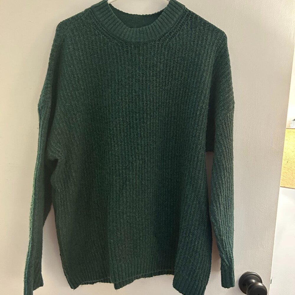 American Eagle Forest Green Oversized Crew Neck Sweater - S